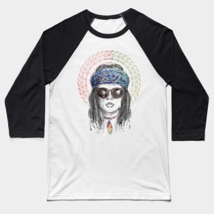 Indigenous Girl Artwork Baseball T-Shirt